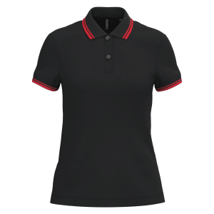 Polo femme manches courtes à liserés contrastés