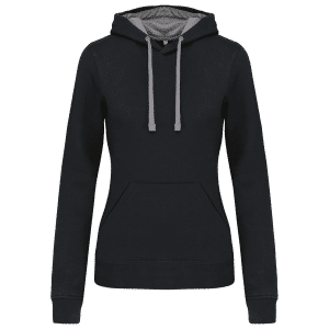 Sweat-shirt capuche contrastée femme