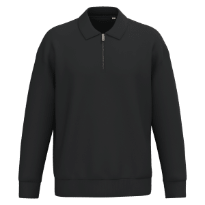 Sweat-shirt écoresponsable quart zip col polo à épaules tombantes unisexe