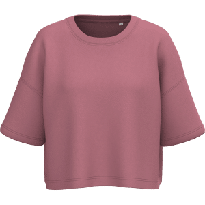 Sweat-shirt crop à manches courtes col rond femme